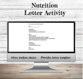 Preview of Nutrition Advice Letter | MyPlate | Balanced Diet | Healthy Food