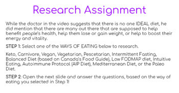 what is a nutrition assignment