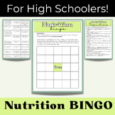 Nutrition BINGO! For High School. Definition Sheet Included.