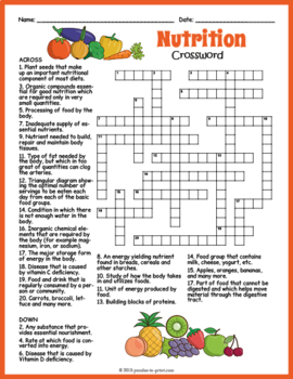 healthy eating nutrition crossword puzzle worksheet by puzzles to print