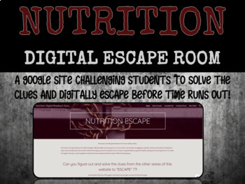 Preview of Nutrition Digital Escape Room