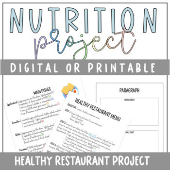 Preview of Nutrition Digital or PrintableProject - Healthy Restaurant Menu