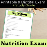 Nutrition Editable Exam - High School Health Class