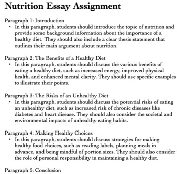 essay topic about nutrition