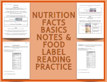 Preview of Nutrition Facts Basics Notes and Food Label Reading Practice WS