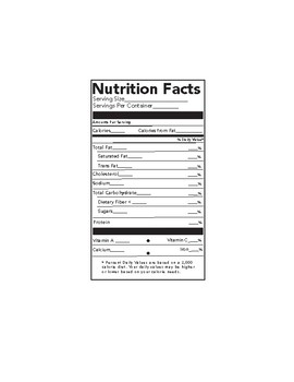 Nutrition Facts Labels ( Fill in the blank) by La'Bria Wimberly