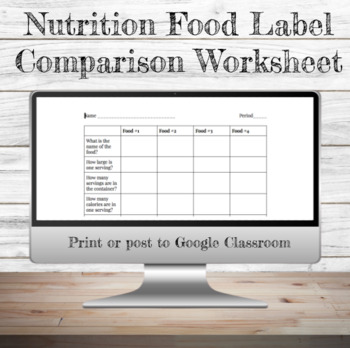 Preview of Nutrition Food Label Comparison Worksheet | Health | Nutrition Facts Label