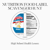Nutrition Food Label Health Lesson Scavenger Hunt: 5 Lesso