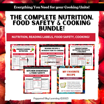 Preview of Nutrition, Food Safety & Cooking Bundle - Resources, Activities, Exams & More
