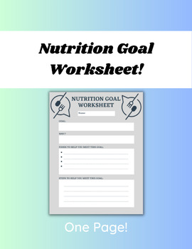 Preview of Nutrition Goal Worksheet!