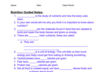 Preview of Nutrition Guided Notes