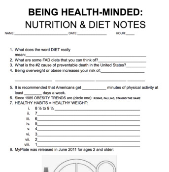 Preview of Nutrition & Healthy Eating Notes