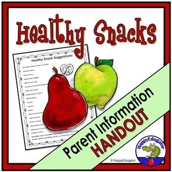 Preview of Nutrition Healthy Snack Suggestions Handout, Parent Letter, and Sign-Up Sheet