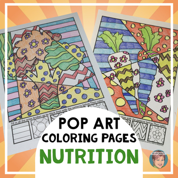 Preview of Healthy Eating "Pop Art" Coloring Pages | Sheets for Fruits and Vegetables