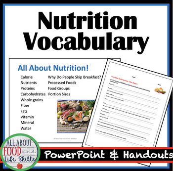 Preview of Nutrition Introduction, Vocabulary Terms | FACS, FCS