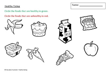 Preview of Nutrition - Kindergarten Healthy Eating Test - Assessment