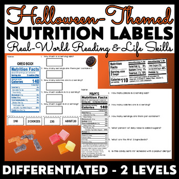 Preview of Halloween-Themed Nutrition Labels - Real-World Reading & Life Skills