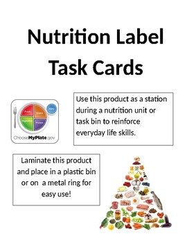 Preview of Nutrition Label Task Cards