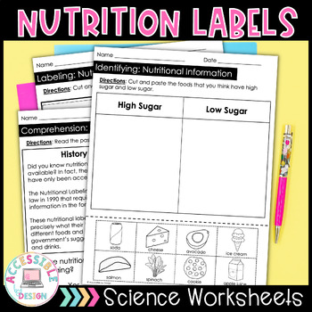 Preview of Nutrition Labels Worksheets 
