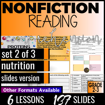 Preview of Nutrition Nonfiction Reading Comprehension Google Slides Digital Resources