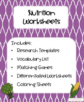 Preview of Nutrition & Food Group Worksheets (for Distance Learning)!