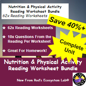 Preview of Nutrition & Physical Activity Unit Reading Worksheet Bundle **Editable**