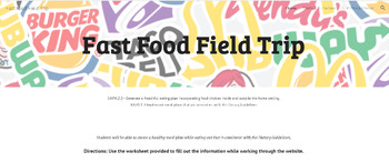 Preview of Nutrition Project: Fast Food Field Trip