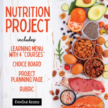Preview of Nutrition Project for Health Class with Learning Menu, Choice Board, and More
