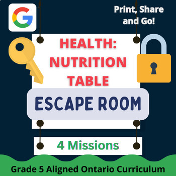 Preview of Nutrition Table Escape Room