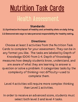 Preview of Nutrition Task Cards