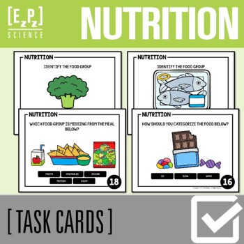 Preview of Nutrition Task Cards Activity | Print and Digital Science Task Cards