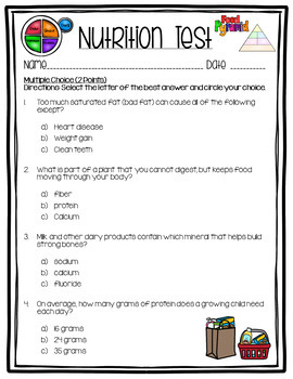 Nutrition Test & Flashcards by MiMi's Creations | TpT