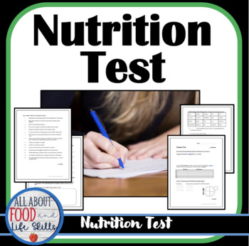 Preview of Nutrition Test: Major Nutrients FACS FCS Family and Consumer Science Health