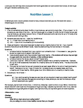 Nutrition Unit Lesson 1 -- Eating Habits Related to Personal Goals