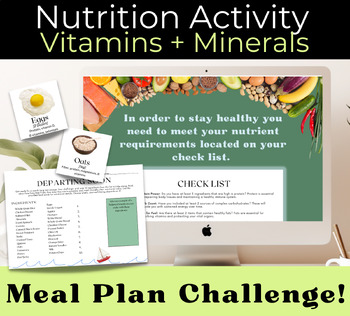 Preview of Nutrition Challenge - Meal Planning Activity for High School Health