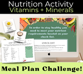 Nutrition Challenge - Meal Planning Activity for High Scho