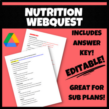 Preview of Nutrition WebQuest | FCS, Health, Cooking