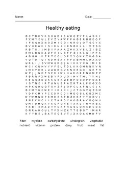 Preview of Nutrition Word Search