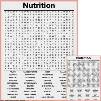 Preview of Nutrition Word Search