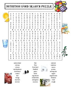 Nutrition Word Search Printable