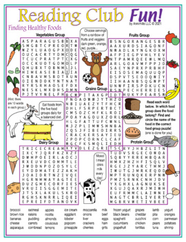 Preview of Nutrition and Food Groups Word Search Puzzle