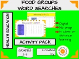 Nutrition and Food Groups Word Searches Pack of Worksheets