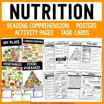 Preview of Nutrition and Food Unit, Vitamins, Minerals, Fats, Proteins, Servings, Nutrients