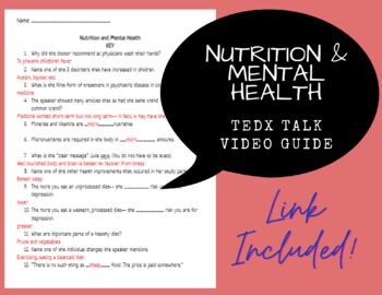 Preview of Nutrition and Mental Health Video Guide and Key