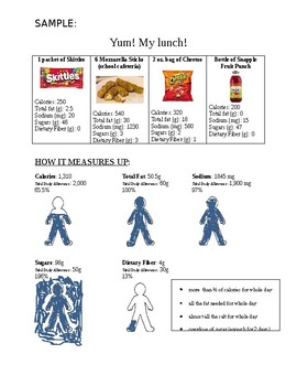Preview of Nutrition facts- Food/drink choices (cut and paste and graphic organizer)