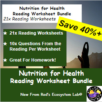 Preview of Nutrition for Health Chapter Reading Worksheet Bundle **Editable**