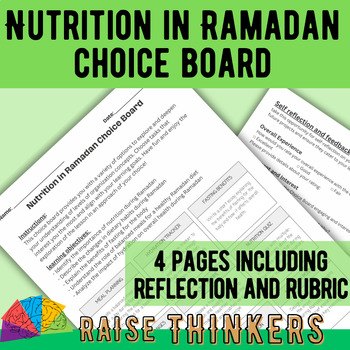 Preview of Nutrition in Ramadan Choice Board Middle School Science differentiated project