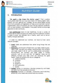 Preview of Nutrition study guide -6th to 7th grades