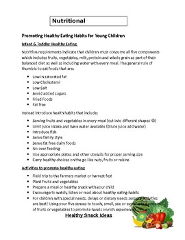Preview of Nutritional Ideas for Young Children