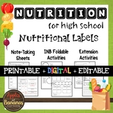 Nutritional Labels - Interactive Note-Taking Materials